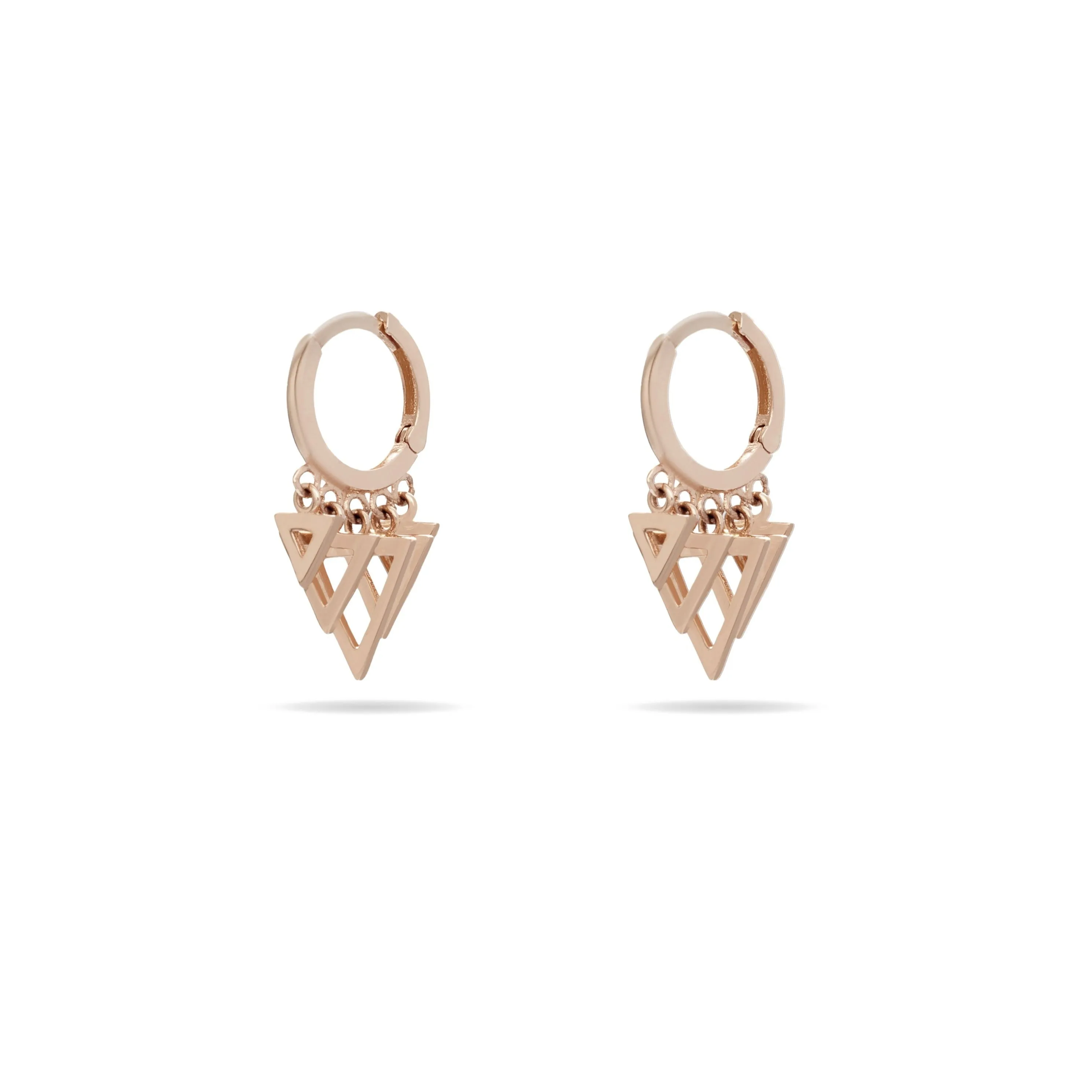 Triangle Charm Huggies - 14 karat gold huggie earrings