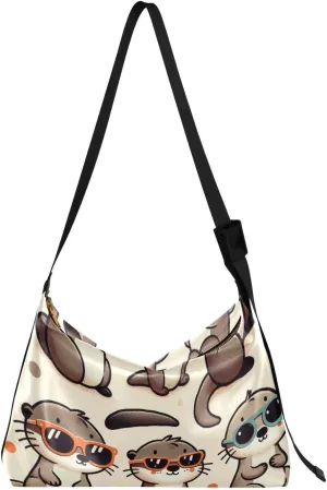 Unisex Shoulder Bag Crossbody Handbag Otter-wearing-sunglasses Women Casual Hobo Bag Lightweight PU Leather Tote