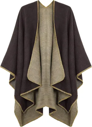 Urban CoCo Women's Color Block Shawl Wrap Open Front Poncho Cape