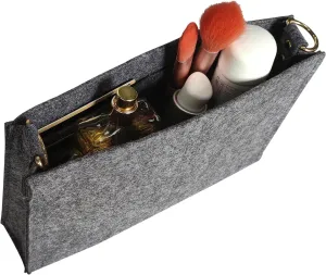 Vercord Felt Purse Insert Organizer LV 26 19 Toiletry Pouch Insert with D Ring Attach Chain Strap