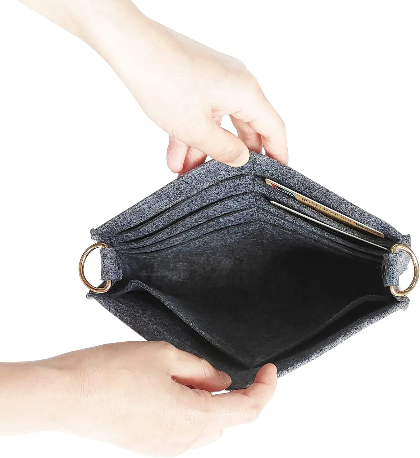 Vercord Felt Purse Insert Organizer LV 26 19 Toiletry Pouch Insert with D Ring Attach Chain Strap