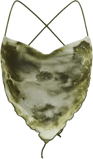 Verdusa Women's Y2K Tie Dye Floral Backless Summer Top Cowgirl Western Bandana Tops