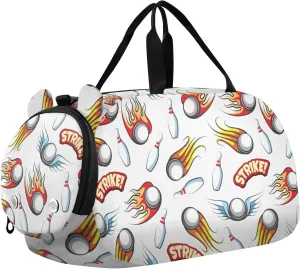VIGTRO Bowling Balls with Fire Kids Overnight Travel Duffel Bag Sport Gym Bag for Boys Girls with Shoe Compartment, Carry On Weekender Luggage Bag for Dance Swim Yoga
