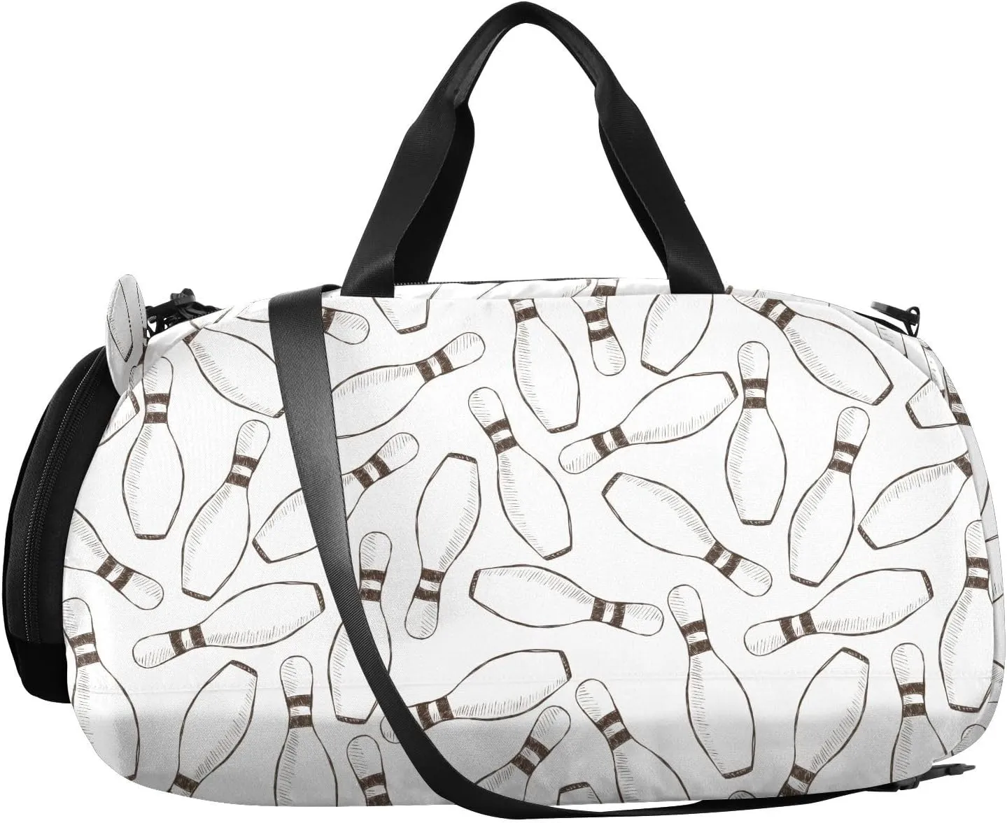 VIGTRO Bowling Pins Sports Balls Kids Overnight Travel Duffel Bag Sport Gym Bag for Boys Girls with Shoe Compartment, Carry On Weekender Luggage Bag for Dance Swim Yoga