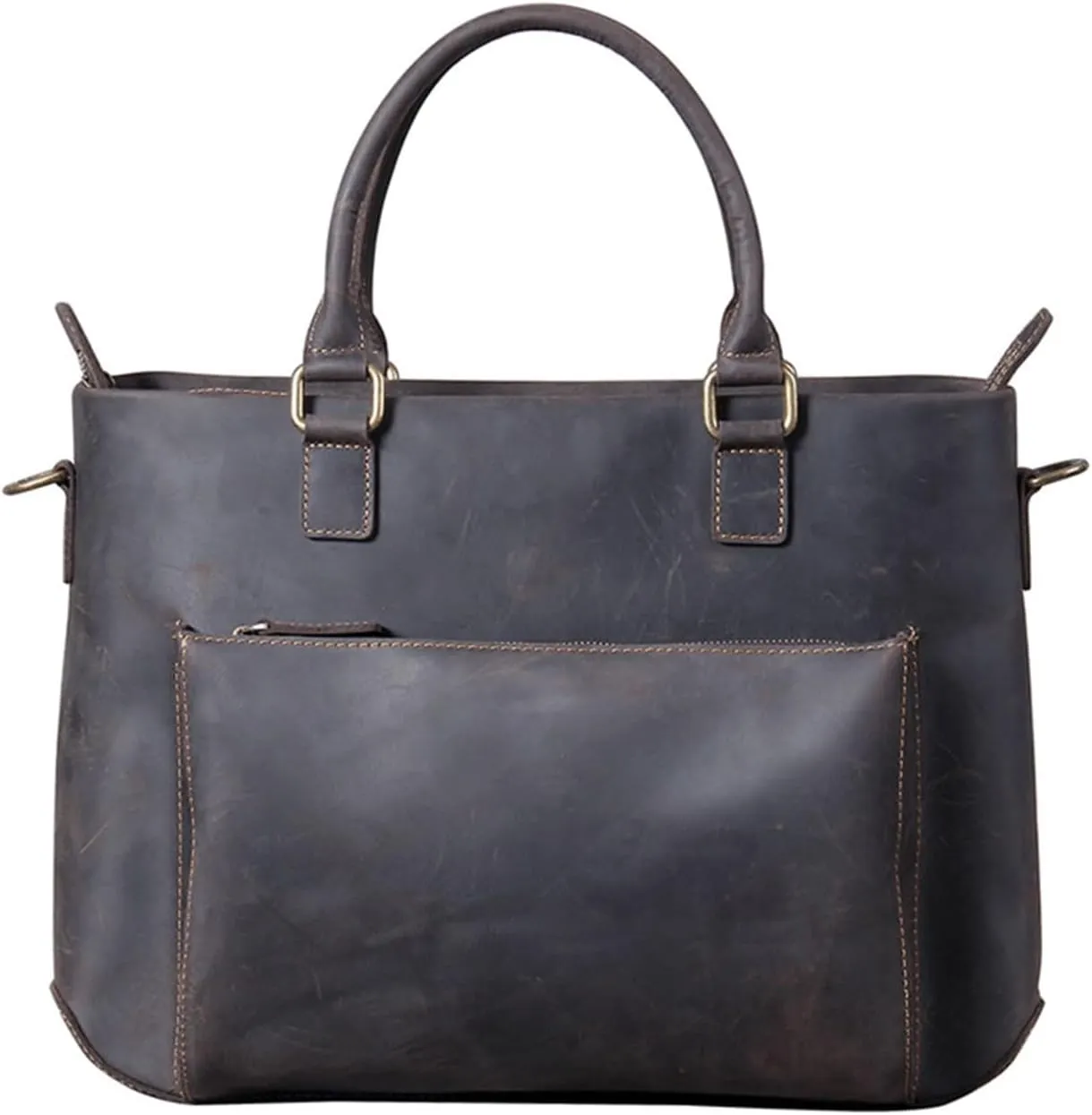 Vintage Briefcase Crazy Horse Leather Tote Shoulder Crossbody Bag Outdoor Backpack