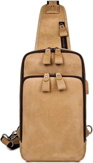 Vintage Chest Bag Crazy Horse Leather Multi-shoulder Straddle Bag