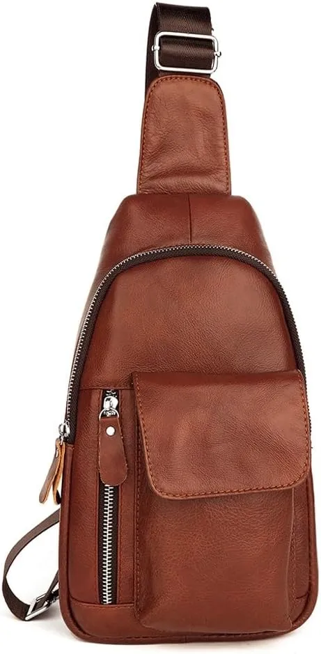 Vintage Chest Bag Crossbody Bag Cowhide Chest Bag Portable Backpack