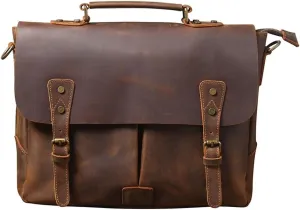 Vintage Messenger Bag Men's Handheld Briefcase Leather Shoulder Computer Bag