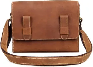 Vintage Shoulder Bag Crazy Horse Leather Bag Diagonal Bag Small Square Bag(B)