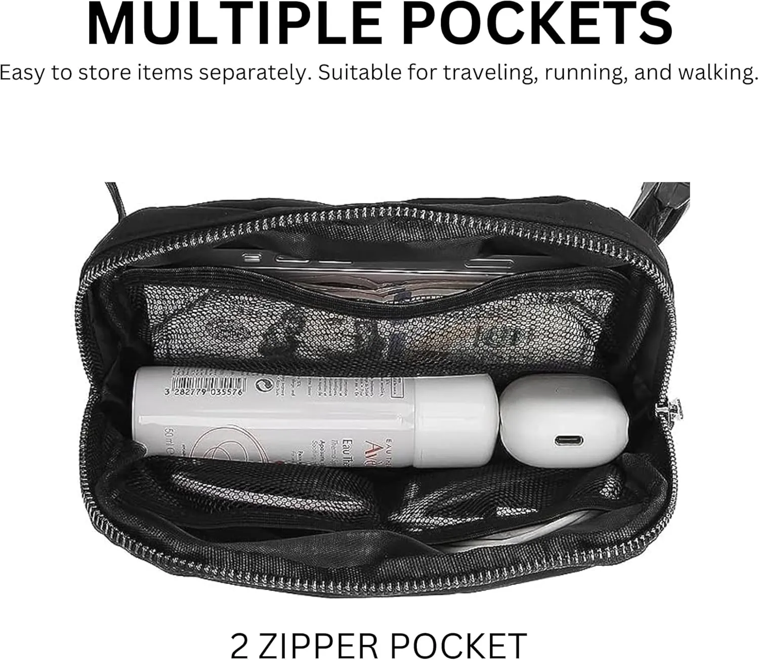 Waterproof Fanny Pack for Men & Women  Belt Bag, Crossbody, Over-the-Shoulder with Adjustable Strap for Running, Travel & Hiking (Black)