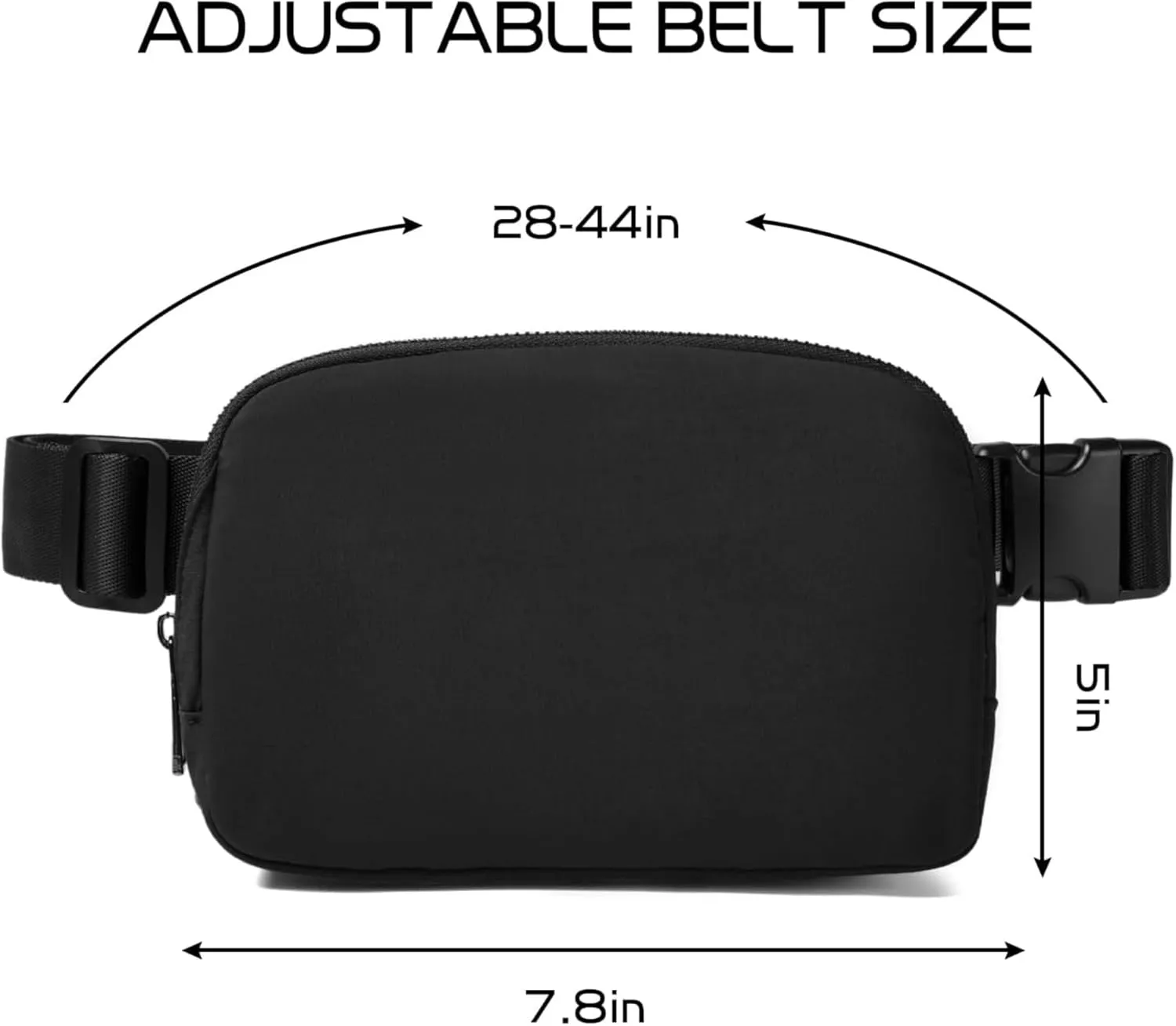 Waterproof Fanny Pack for Men & Women  Belt Bag, Crossbody, Over-the-Shoulder with Adjustable Strap for Running, Travel & Hiking (Black)