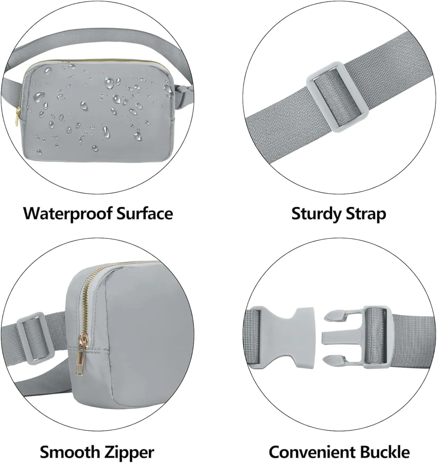 Waterproof Fanny Pack for Men & Women  Belt Bag, Crossbody, Over-the-Shoulder with Adjustable Strap for Running, Travel & Hiking (Gray)