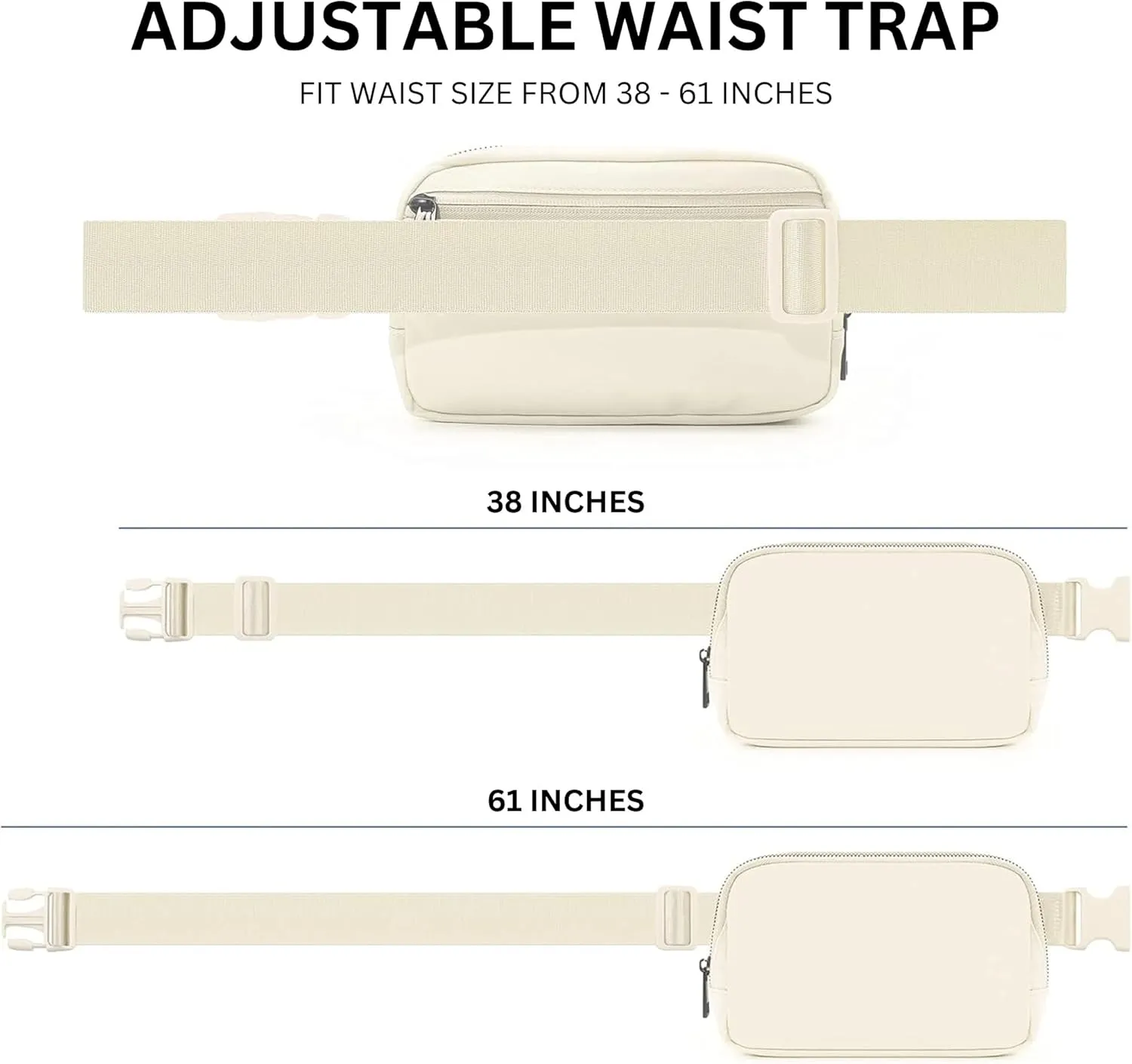 Waterproof Fanny Pack for Men & Women  Belt Bag, Crossbody, Over-the-Shoulder with Adjustable Strap for Running, Travel & Hiking (Khaki)