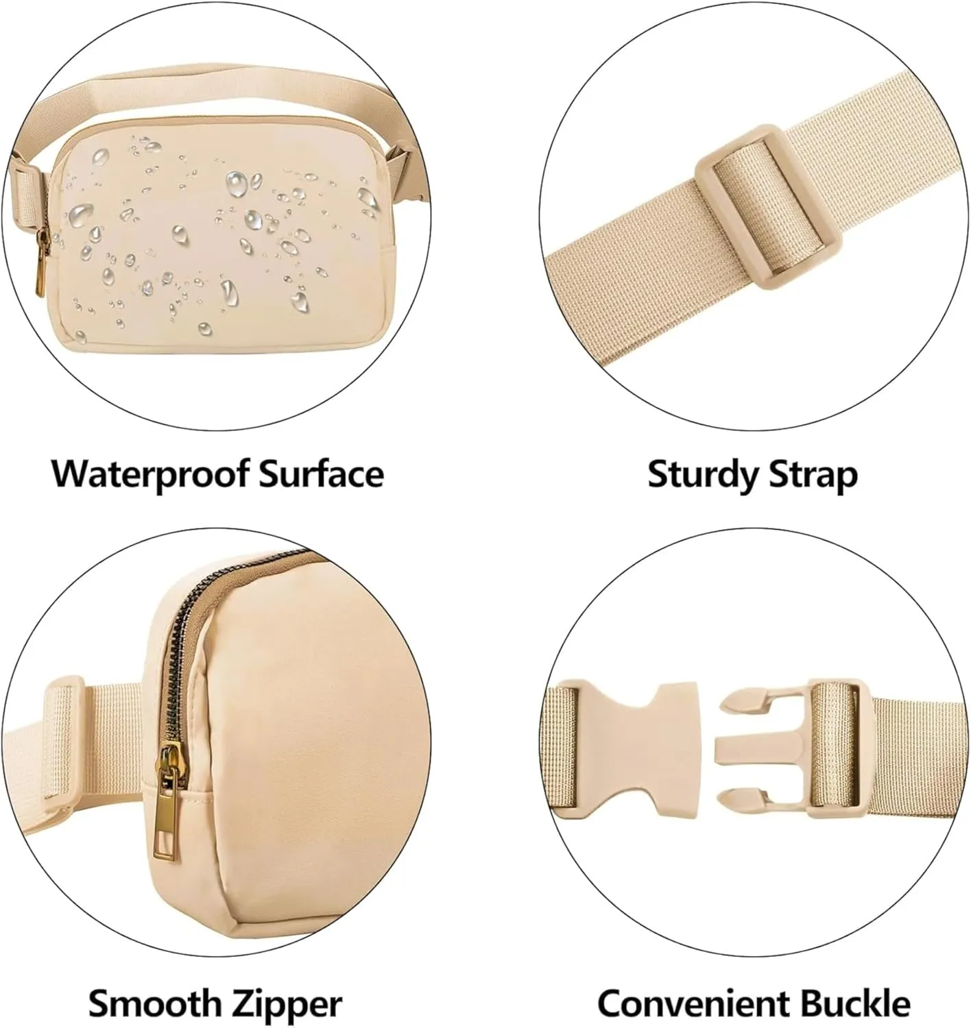 Waterproof Fanny Pack for Men & Women  Belt Bag, Crossbody, Over-the-Shoulder with Adjustable Strap for Running, Travel & Hiking (Khaki)