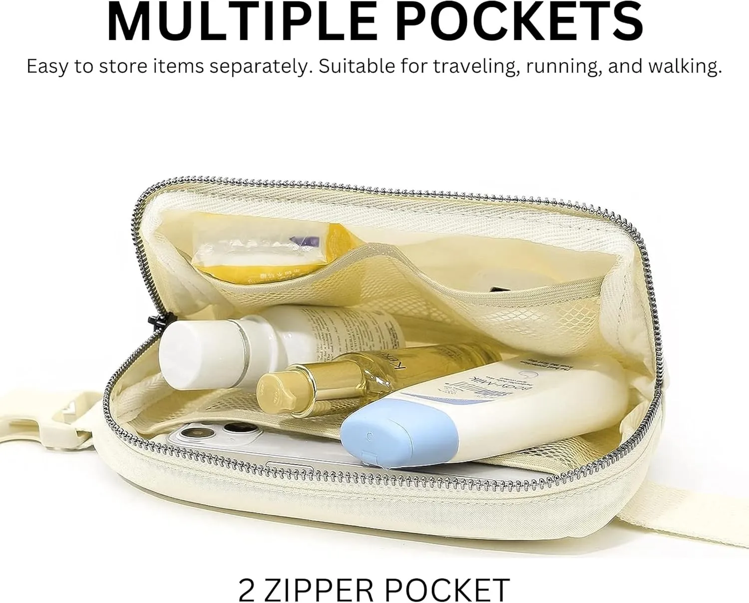 Waterproof Fanny Pack for Men & Women  Belt Bag, Crossbody, Over-the-Shoulder with Adjustable Strap for Running, Travel & Hiking (Khaki)
