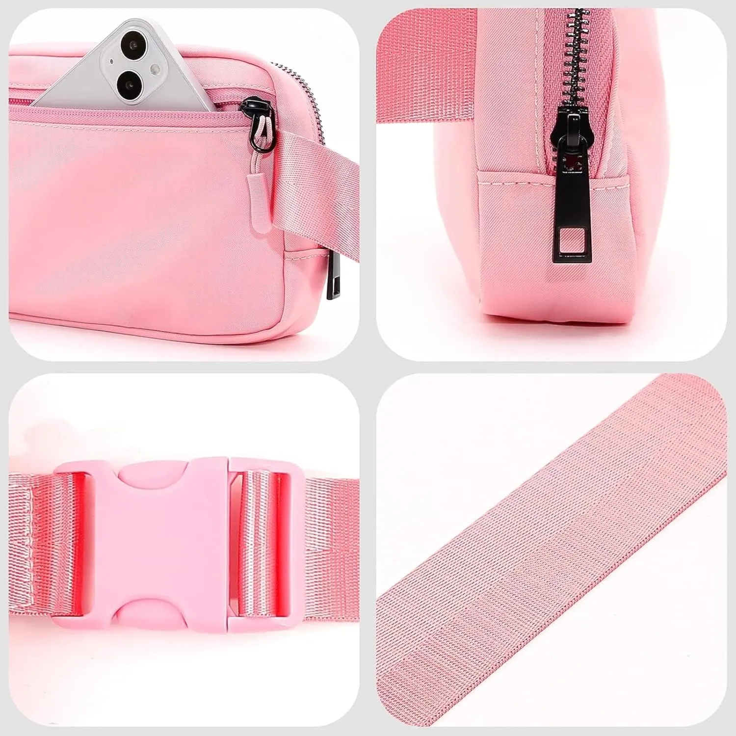 Waterproof Fanny Pack for Men & Women  Belt Bag, Crossbody, Over-the-Shoulder with Adjustable Strap for Running, Travel & Hiking (Pink)