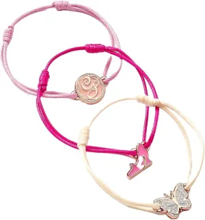WICKED Glinda Friendship Bracelet Set of 3 Bracelets - Pin, White and Rose-Gold, One Size, Zinc alloy - 93% zinc   3% copper   4% aluminum, No Gemstone
