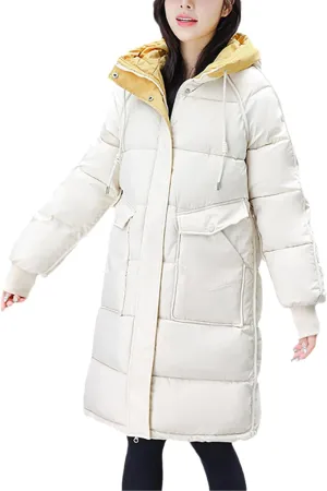 Winter Cotton Padded Snow Parka Women Hooded Down Cotton Coat Women's Mid Length Thick Clothes Windbreaker Outwear