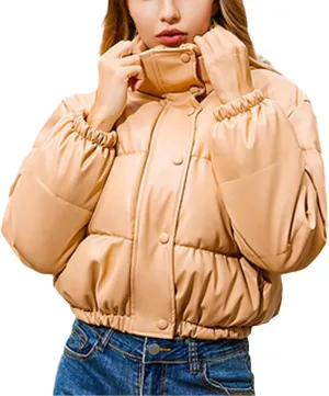 Winter Thick Warm PU Leather Coats Women Short Parkas Female Zipper Black Cotton Padded Down Jacket
