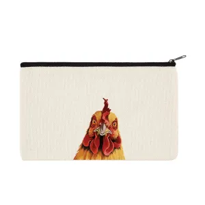 WIRESTER Canvas Zipper Makeup Bag, Cosmetic Pouch, Organizer Case for Women Girl, Multi-Purpose Travel Cosmetic Bag - Cochin Chicken