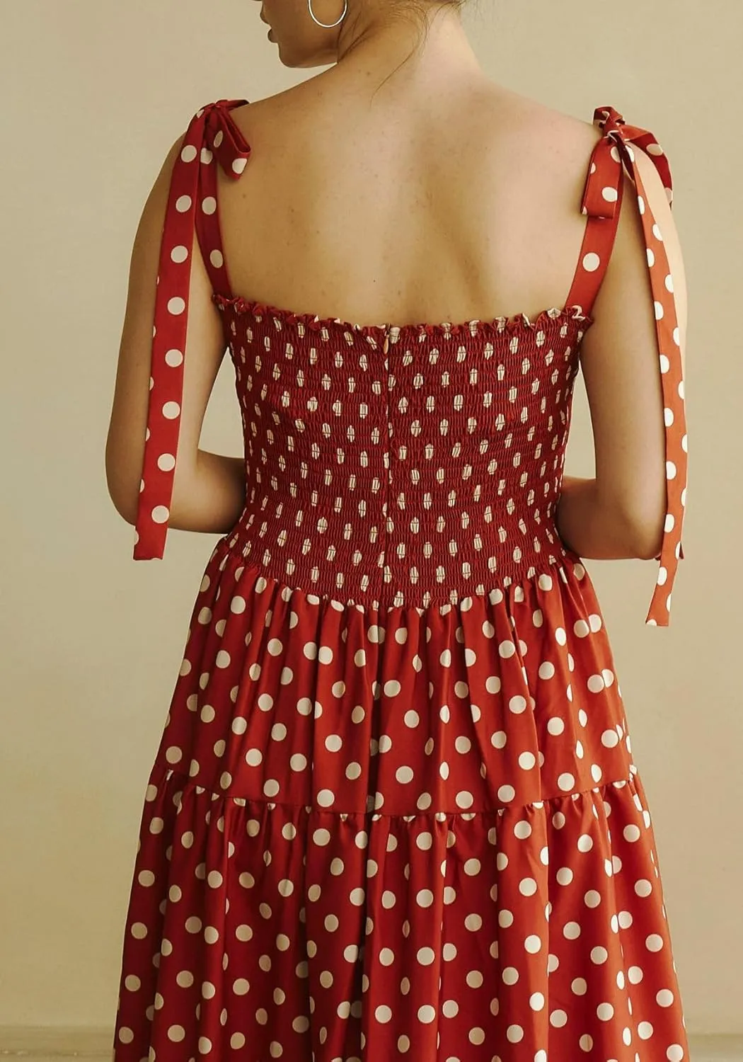 Women Boho Cami Long Dress Polka Dot Spaghetti Strap Flowy Maxi Dress 2025 Summer Beach Vacation Sundress