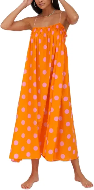 Women Boho Cami Long Dress Polka Dot Spaghetti Strap Flowy Maxi Dress 2025 Summer Beach Vacation Sundress