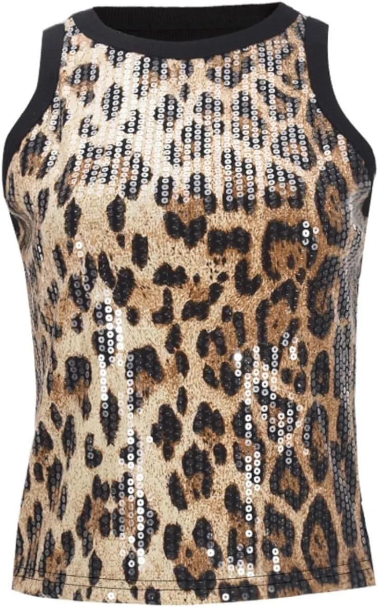 Women Casual Sleeveless Sequin Sparkle Tank Tops Sexy Fashion O Neck Glitter Camisole Vest