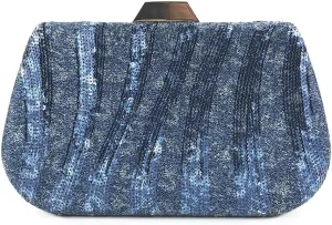 Women Clutch Bag Blue Green Sequin Evening Bag Luxury Designer Wedding Handbag Messenger Bag, Chain Shoulder Bag (Color : Blue)