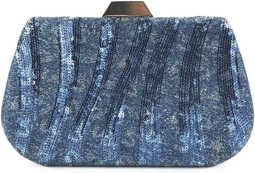 Women Clutch Bag Blue Green Sequin Evening Bag Luxury Designer Wedding Handbag Messenger Bag, Chain Shoulder Bag (Color : Blue)