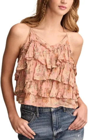 Women Ruffle Tiered Layered Tops Halter Tank Top Spaghetti Strap Babydoll Camisole Cute Boho Summer Tops