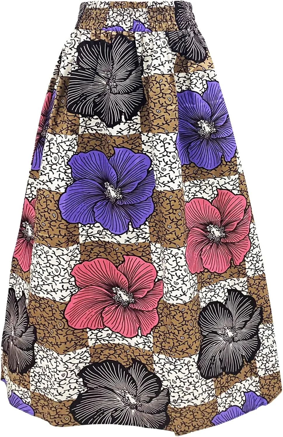 Women's African Wax Print Skirt Ankara Long Skirt Triditional Tribal Maxi Skirt with Pockets One Size