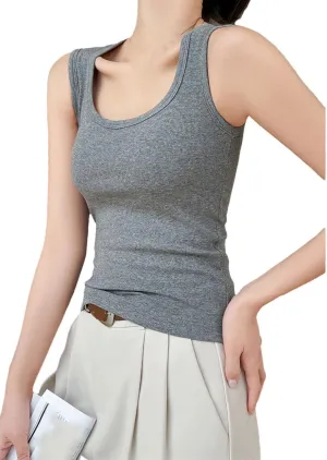 Women's Camisole with Padded Bust Solid Color Sleeveless Tank Tops