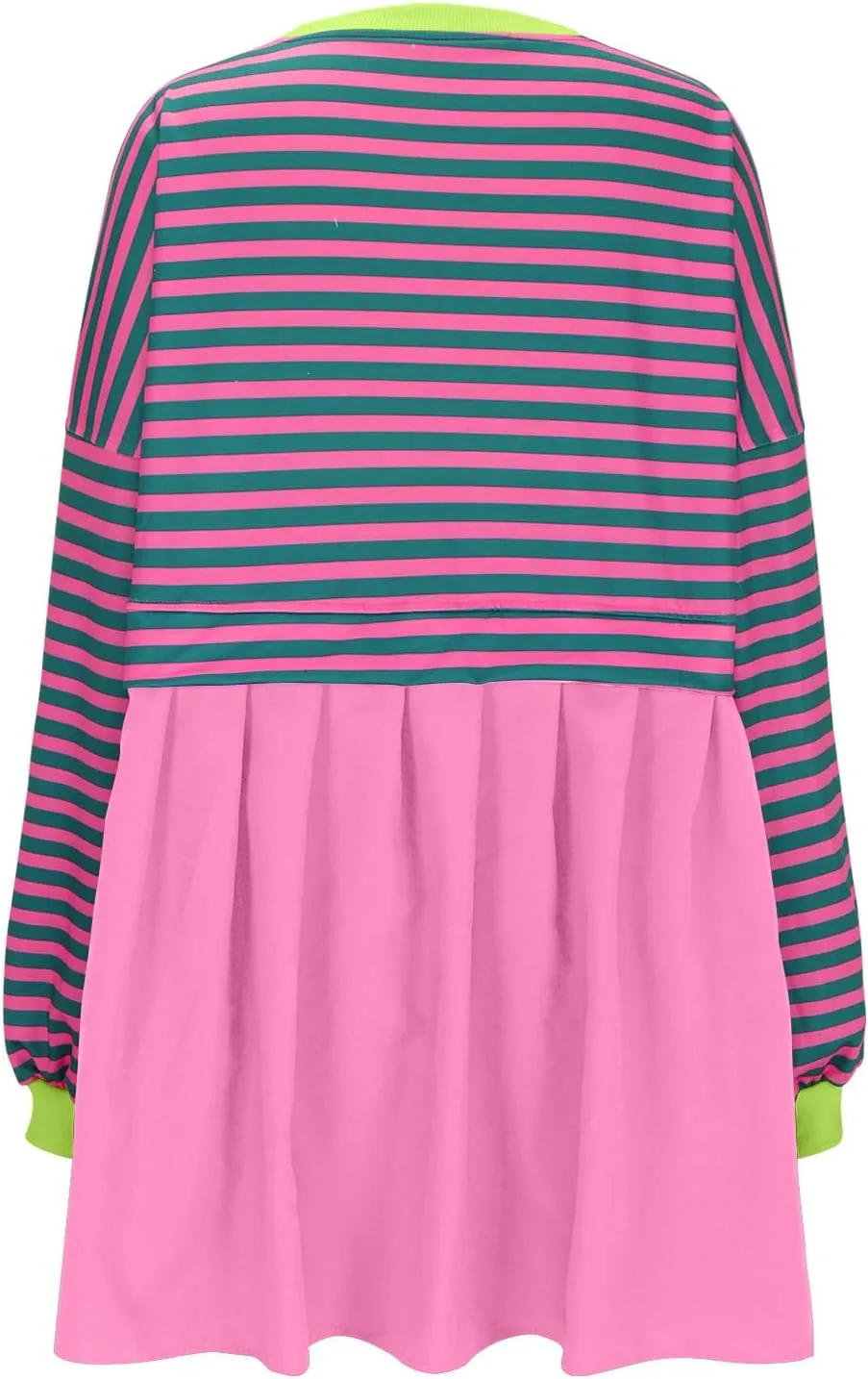 Women's Dresses Casual Oversized Sweatshirts Long Sleeve Crewneck Patchwork Pleated Pullover Mini Dress Fall Dress