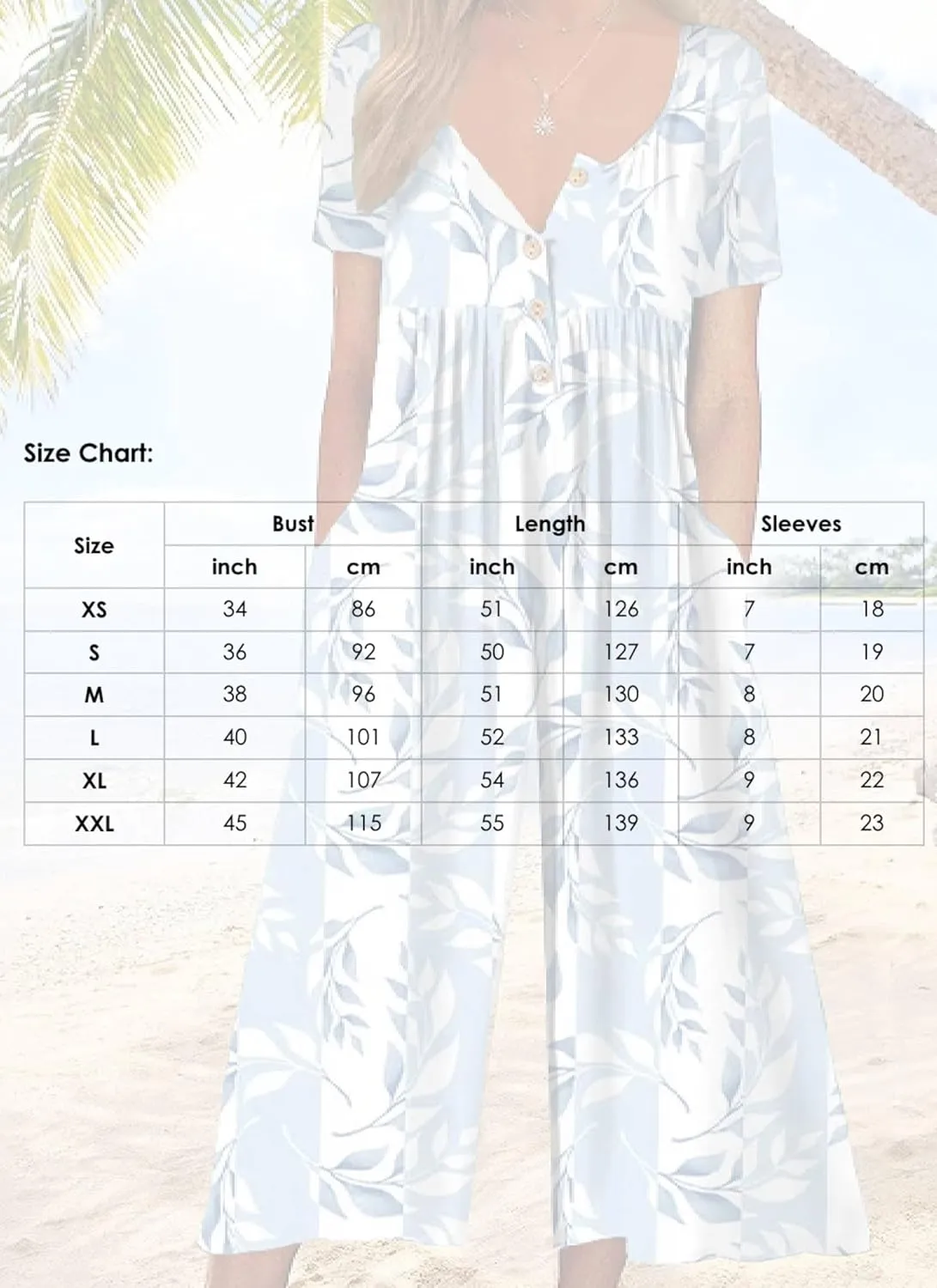 Women's Light Blue Floral Jumpsuits 2025 Spring Short Sleeve Button V Neck and Wide Leg Pant Romper with Side Pockets