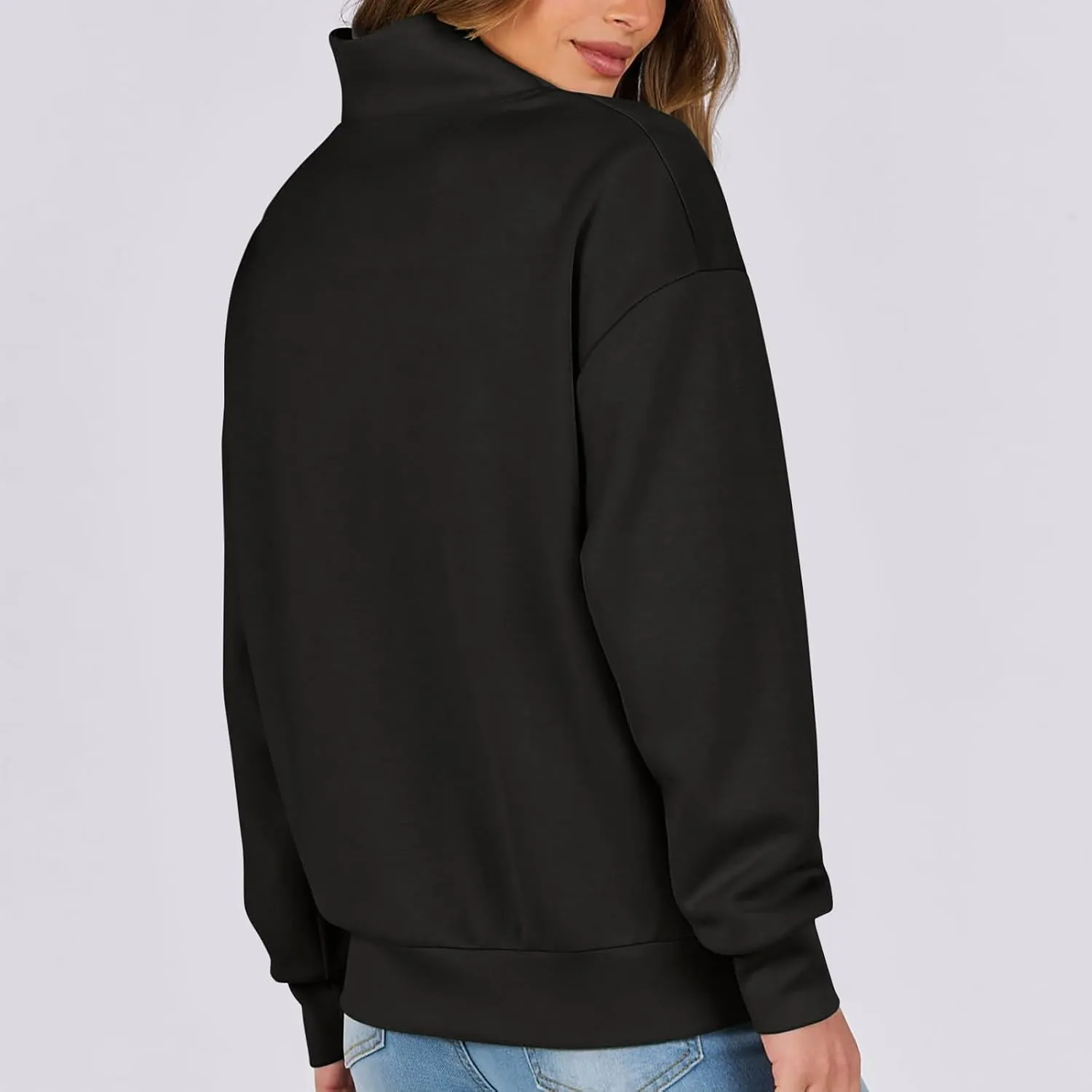 Women's Oversized Quarter Half Zip Hoodies,2024 Casual V Neck Long Sleeve Fleece Sweatshirts,Cute Winter