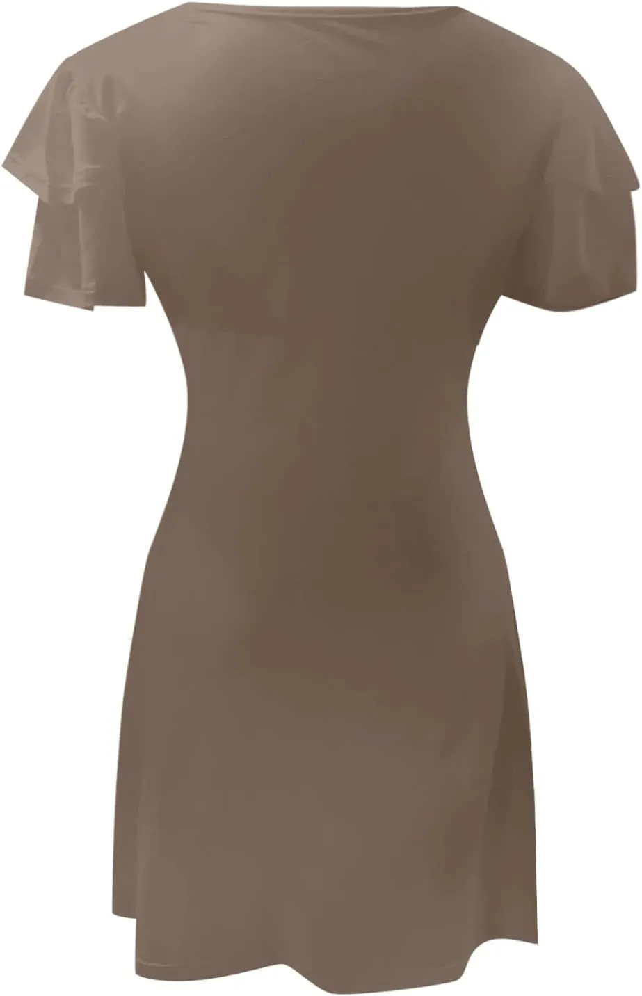 Womens Ruffle Sleeve Elegant Wedding Mini Dress High Waisted Slim Solid Sundress with Pocket 2024 Summer A-Line Beach Dresses