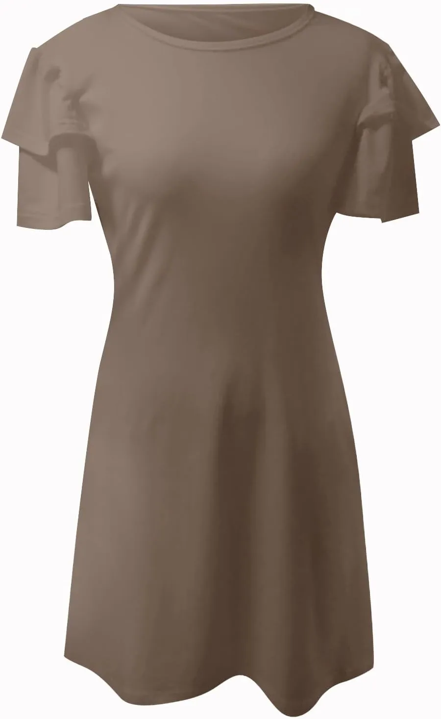 Womens Ruffle Sleeve Elegant Wedding Mini Dress High Waisted Slim Solid Sundress with Pocket 2024 Summer A-Line Beach Dresses