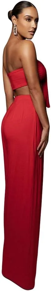 Women's Sexy V Neck Two Piece Outfits Elegant Crop Top Long Wide Leg Pants Jumpsuits