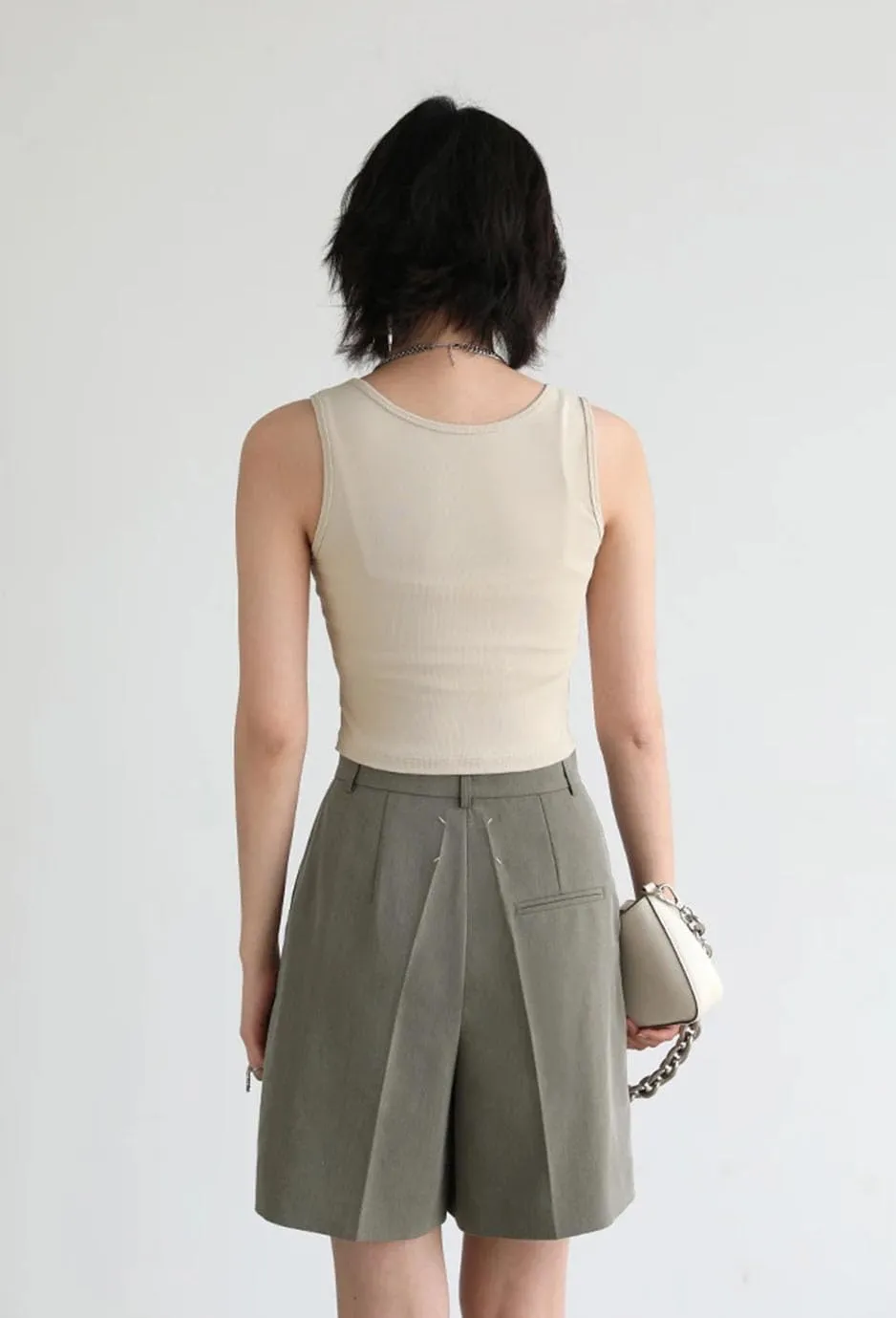 Womens Slim Fit Camisole Vest Solid Color Short U Neck Elastic Summer Basic Crop Suspender Camisole Vest