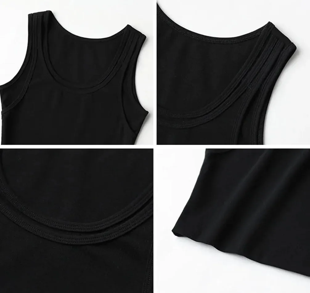 Womens Slim Fit Camisole Vest Solid Color Short U Neck Elastic Summer Basic Crop Suspender Camisole Vest