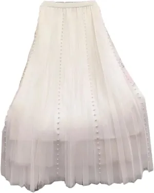 Women's Solid Color Pleated Skirt Slim High Waisted All-Match Lady Casual Mid-Calf Skirt