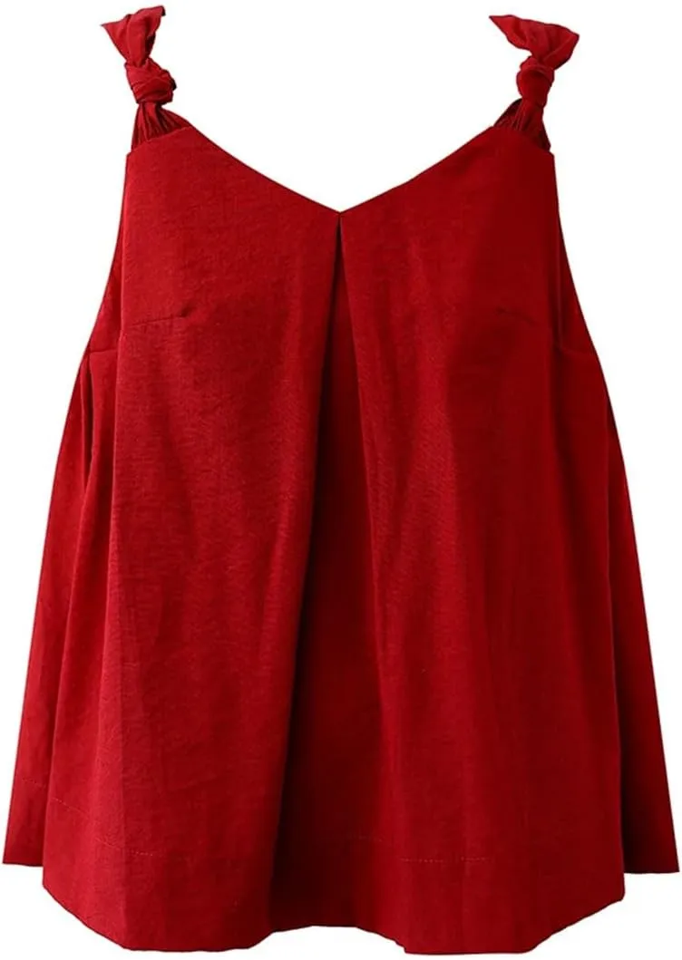 Women's Solid Color Twisted V-Neck Sleeveless Suspender Off-Shoulder Loose Slim Temperament Camisole Tops
