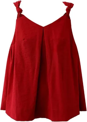 Women's Solid Color Twisted V-Neck Sleeveless Suspender Off-Shoulder Loose Slim Temperament Camisole Tops