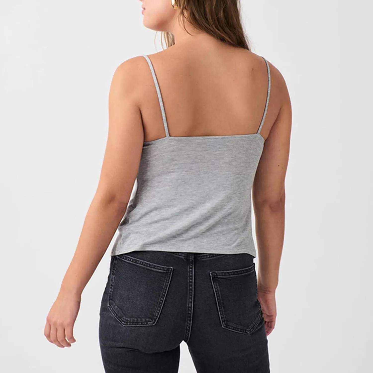 Women's Spaghetti Strap Tie Front Split Cami Tops Sleeveless Knot Camisole Slim Fit Shirts