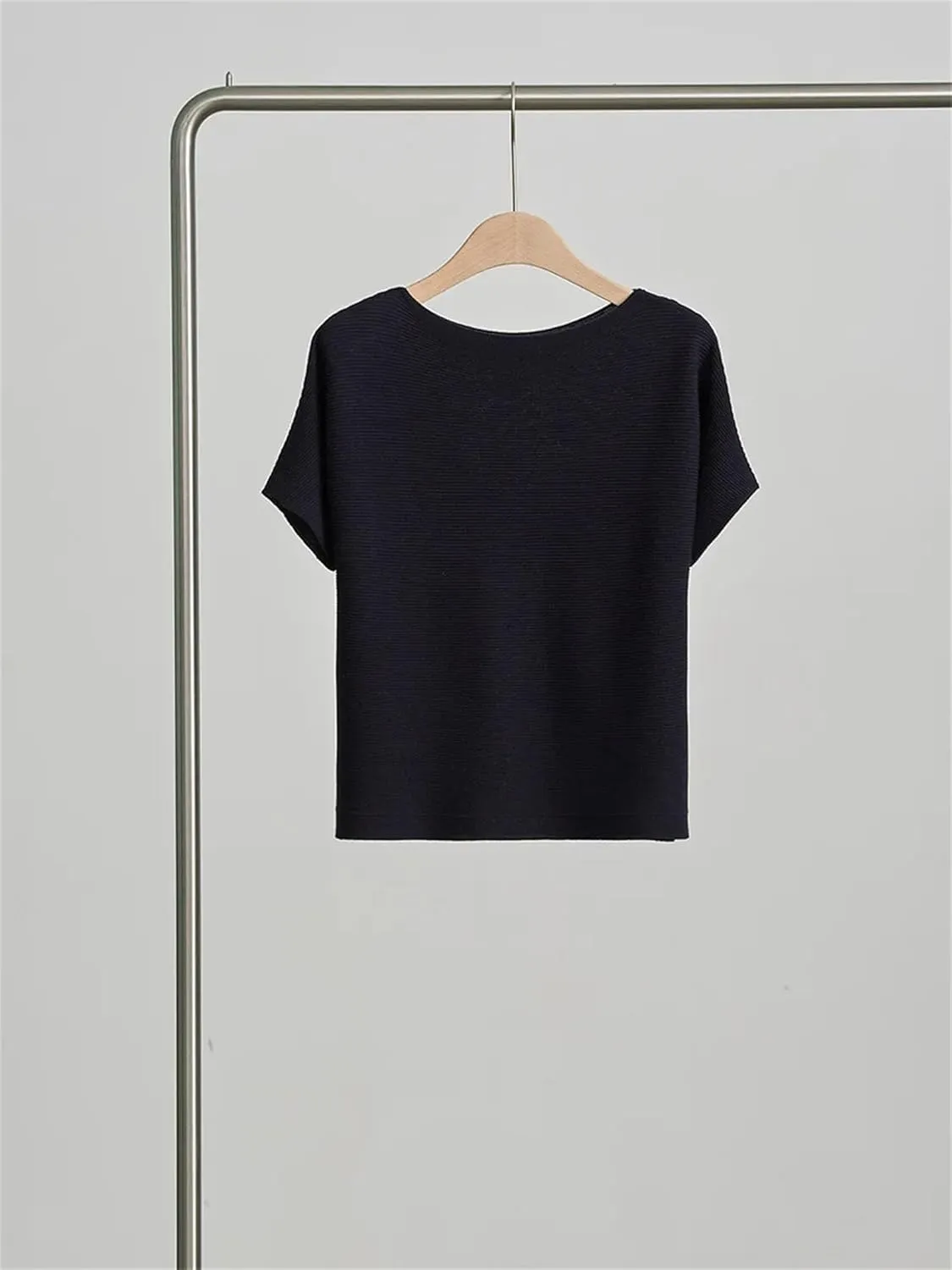Women's Summer Knitted T-Shirts Short Sleeved Loose T Shirt Tops Silk Satin Camisole Tank Tops