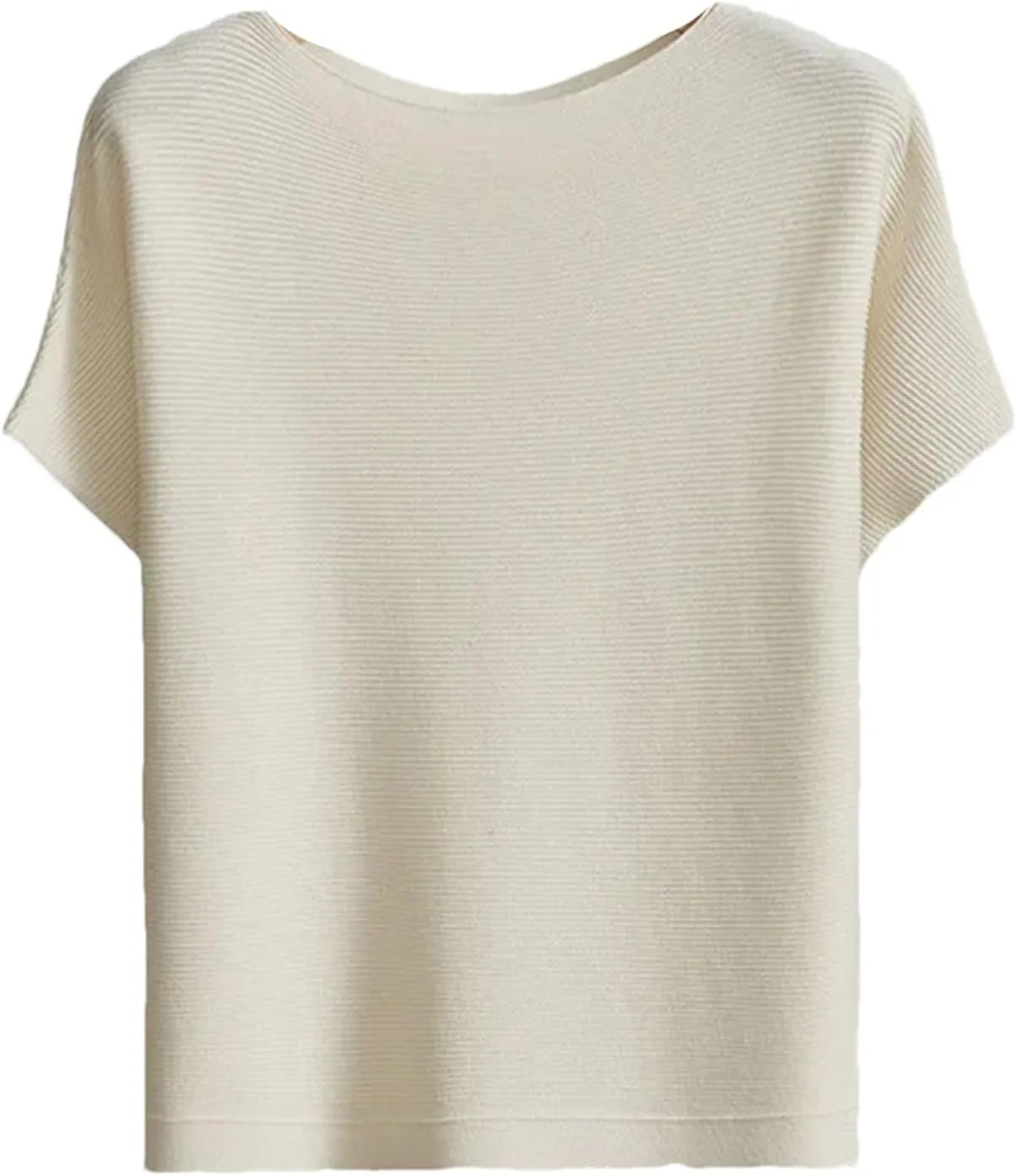 Women's Summer Knitted T-Shirts Short Sleeved Loose T Shirt Tops Silk Satin Camisole Tank Tops