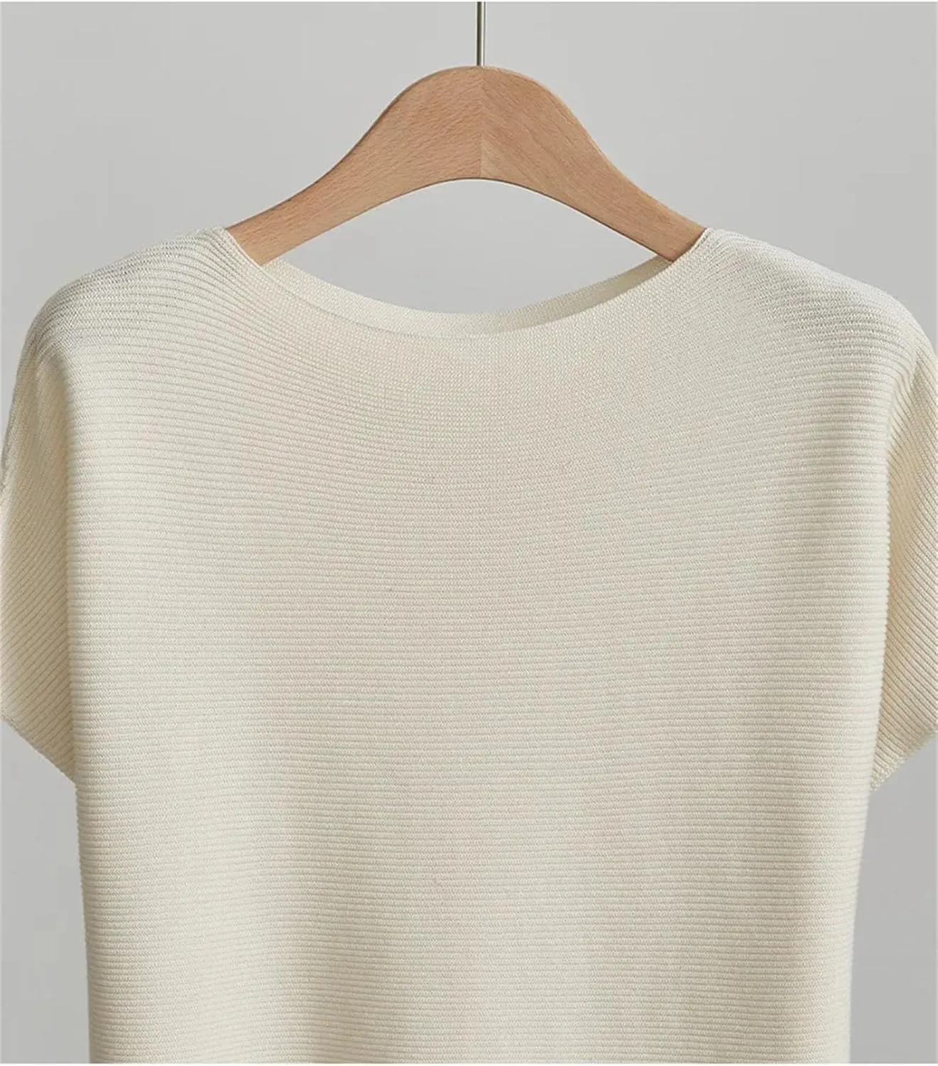 Women's Summer Knitted T-Shirts Short Sleeved Loose T Shirt Tops Silk Satin Camisole Tank Tops