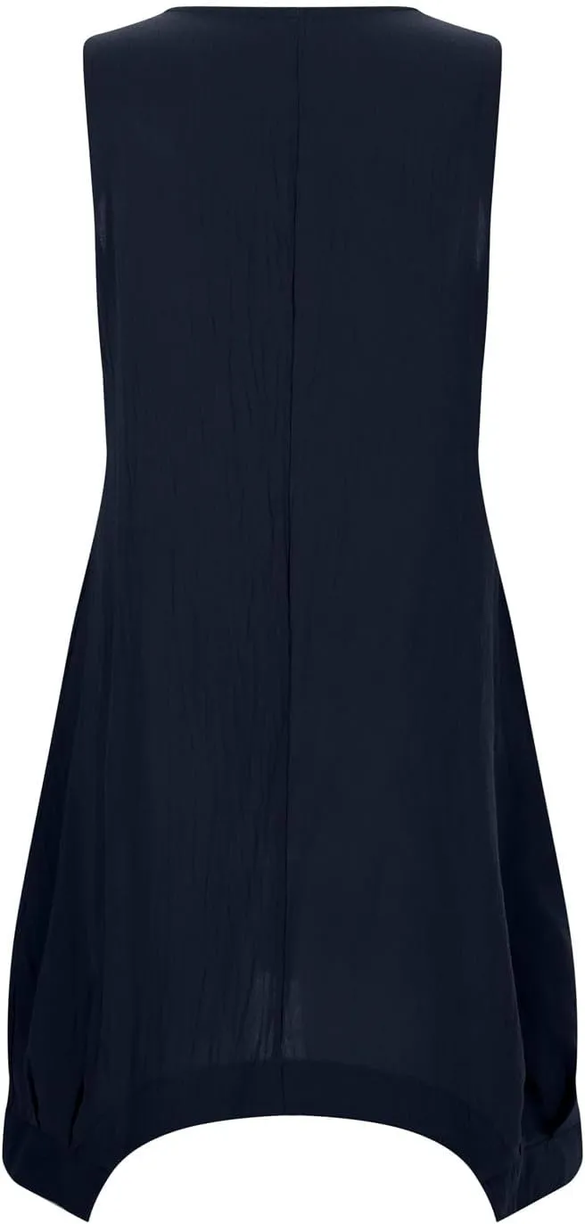 Women's Summer Sleeveless Cotton Linen Tank Dress Loose A-line Beach Dresses with Pockets Plus Size Loose Midi Dress