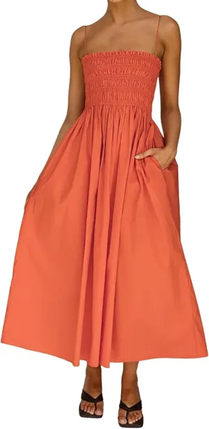 Womens Summer Sling Linen Dress Beach Low Back Long Maxi Cotton Linen Dresses Slim High Waist Long Sun Dress