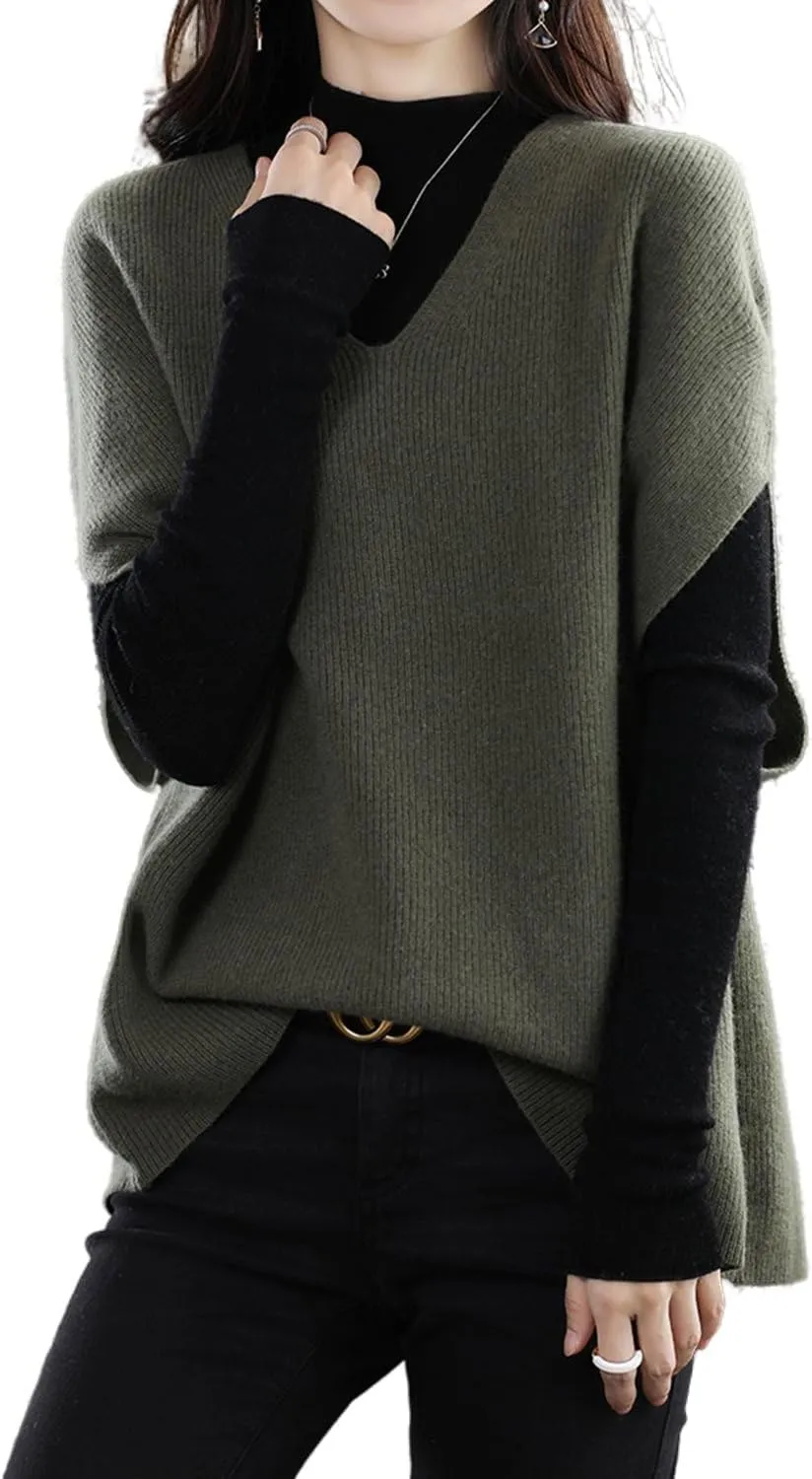 Women's Sweater Vest 100% Merino Wool Lightweight Sleeveless Pullover V-Neck Knit Basic Vest Short Tops